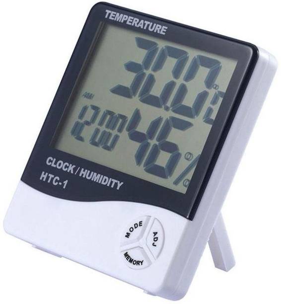 GoodsBazaar Multifunctional 5 in 1 Digital Temperature Humidity Meter / Calendar / Clock / Alarm HTC-1 Hygrometer Thermohygro HTC 1 Indoor Weather Station C°/F° Key + MAX & MIN Temperature Room Wall Thermometer + Data Store Electronic Temperature & Moisture Meter HTC1 Pinless Digital Moisture Measurer