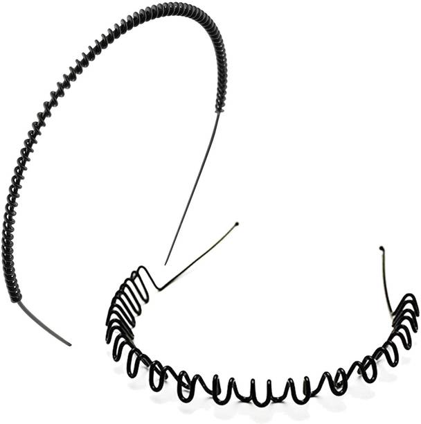 rio agencies Black Metal Hair Bands for Men and Women (Combo of 2 Hair Bands) Hair Band