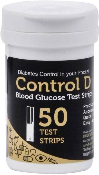 Control D Glucose Test Strips 50 (Pack of 50 Strips, Black) (Only Strips, No Glucometer) 50 Glucometer Strips