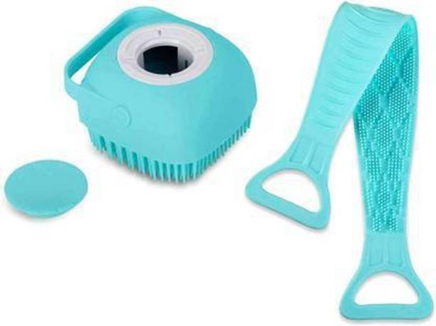 Easymart COMBO Silicone Bath Body Back Scrubber Brush+Silicone Shower Brush with Soap Dispenser, Bath & Body Brushes, Shower Brush, Double-sided Brush