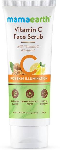 MamaEarth Vitamin C Face Scrub for Glowing Skin, With Vitamin C and Walnut For Skin Illumination Scrub