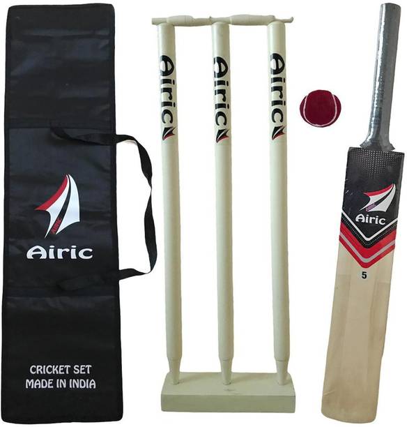 Airic Kashmiri Popular Willow With Ball, Wickets And Bag (Size 5 For 10 to 12 Years) क्रिकेट किट