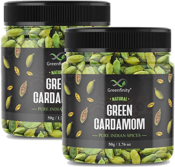 Greenfinity Cardamom Green Whole - 50g, Grade - Big Size,