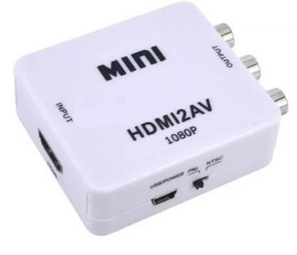 TERABYTE  TV-out Cable TV-out Cable MINI HDMI2AV UP Scaler 1080P HD Video Converter (White)