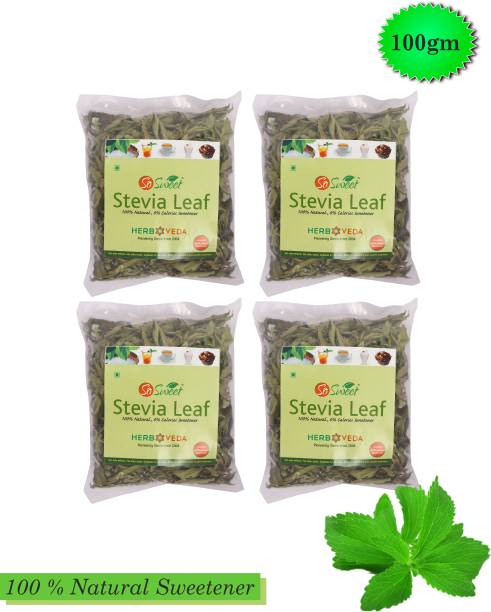 SO SWEET Stevia Leaves (Pack of 4) 25gm Each Sugarfree Zero Calorie Natural Sweetener