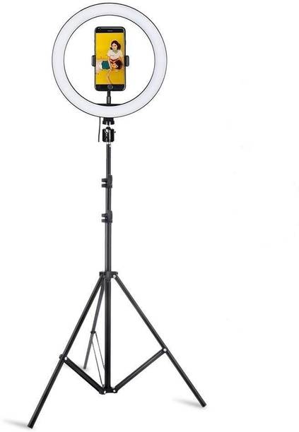 Speeqo Selfie Ring Light Remote Control 3 Light Modes 11 Level Brightness Dimmable 3 Modes For Live Strieaming, LED Makeup Ring Light,Roposo Video Stand Ring Flash (White) Ring Flash (White) Ring Flash