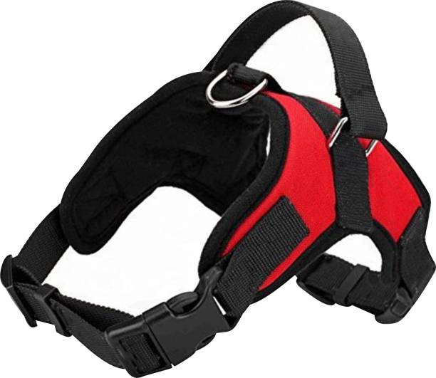 PEDIGONE Dog Belt Soft Padded Red Dog Body Harness Adjustable Neck Strip Size 20-26 inch & Chest Strip Size 25-32 inch Dog Standard Harness