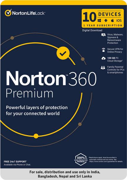 Norton 360 Premium 10 PC PC 1 Year Total Security (Email Delivery - No CD)