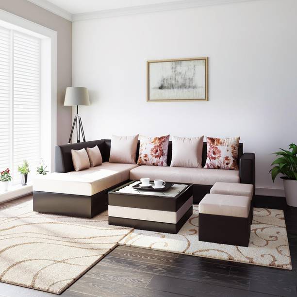 House of Pataudi Marbella Leatherette & Fabric 8 Seater  Sofa