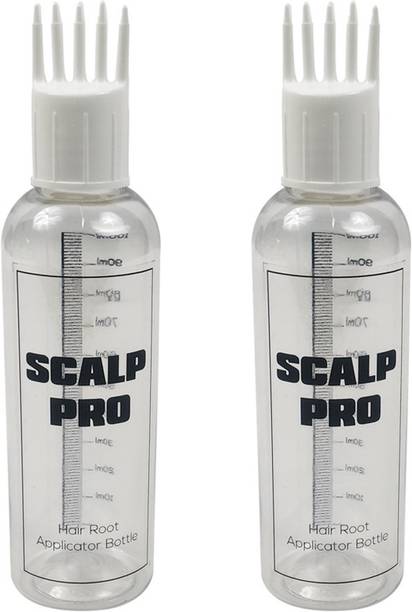 Scalp Pro Hair Root Applicator Bottle with Comb Cap for Applying Hair Oil, Shampoo and Medicines - Pack of 02