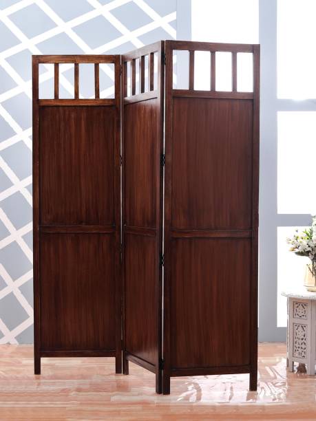 Decorhand Handcrafted 3 Panel Wooden MDF Room Partition & Room Divider (Brown) Solid Wood Decorative Screen Partition