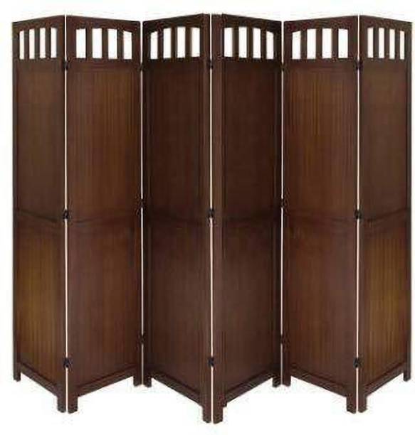 Decorhand Handcrafted 6 Panel Wooden MDF Room Partition & Room Divider (Brown) Solid Wood Decorative Screen Partition