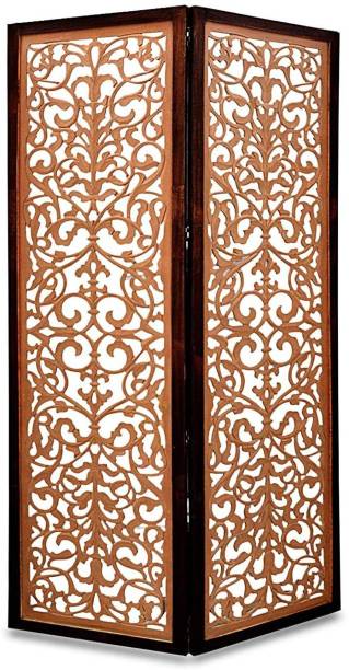 Artesia Handcrafted 2 Panel Wooden MDF Room Partition & Room Divider (Brown) Solid Wood Decorative Screen Partition