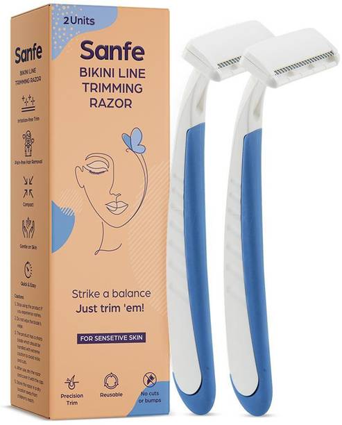 Sanfe Line Trimming Razor Pack of 2 Stainless steel blade,, Women