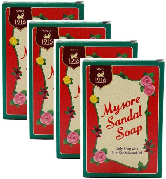 MYSORE SANDAL Soap Pure Sandalwood Oil 75gm Pack Of 4