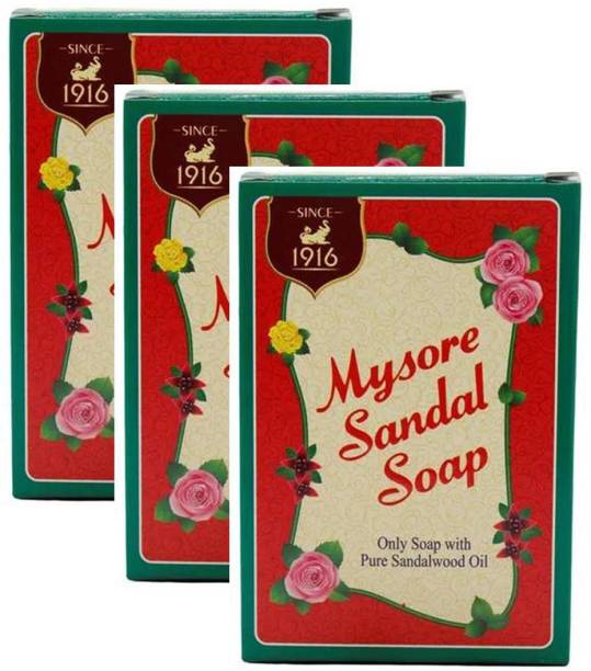 MYSORE SANDAL Soap Pure Sandalwood Oil 75gm Pack Of 3