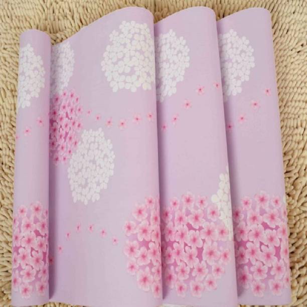 WallBerry Wall Stickers Wallpaper Floral Design Pink Lilac Motifs Room Decoration PVC Self Adhesive Large Self Adhesive Wall Sticker