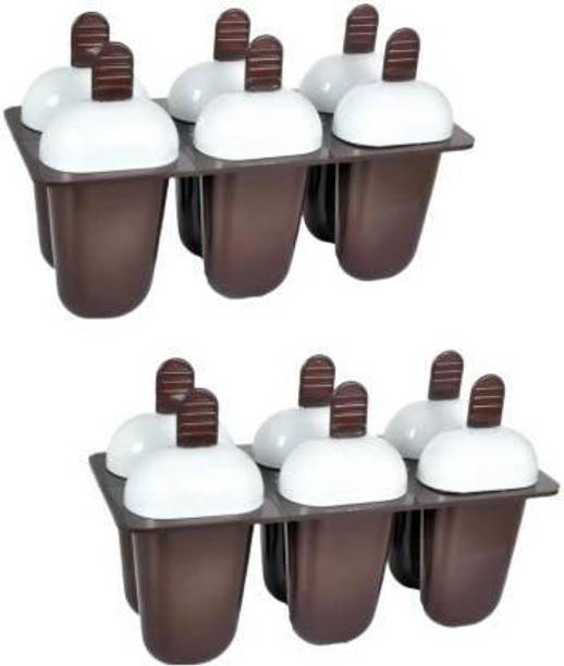 DEAGAN Reusable Popsicle Molds Ice Pop Makers Ice Pop Molds Kulfi Maker Mould, Candy Maker Plastic Popsicle Mold, Kids Ice Cream Tray Holder Brown, White Plastic Ice Cube Tray (Pack of2) Multicolor Plastic Ice Cube Tray