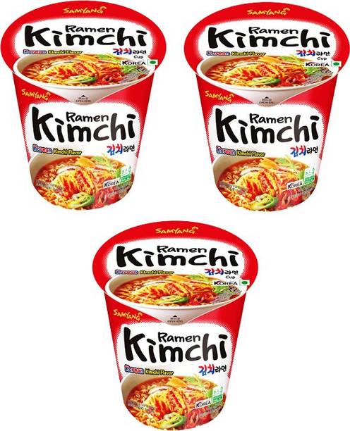 Samyang Kimchi Hot Chicken Flavour Raman Cup Noodles, 70mg*3 Pack (Pack of 3) (Imported) Cup Noodles Non-vegetarian