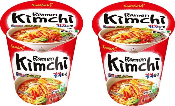 Samyang Kimchi Hot Chicken Flavour Raman Cup Noodles, 70mg*2 Pack (Pack of 2) (Imported) Cup Noodles Non-vegetarian