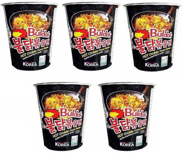 Samyang Stir Fried Hot Chicken Flavour Raman Cup Noodles, 70mg*5 Pack (Pack of 5) (Imported) Cup Noodles