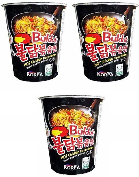 Samyang Stir Fried Hot Chicken Flavour Raman Cup Noodles, 70mg*3 Pack (Pack of 3) (Imported) Cup Noodles Non-vegetarian
