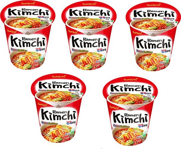 Samyang Kimchi Hot Chicken Flavour Raman Cup Noodles, 70mg*5 Pack (Pack of 5) (Imported) Cup Noodles Non-vegetarian