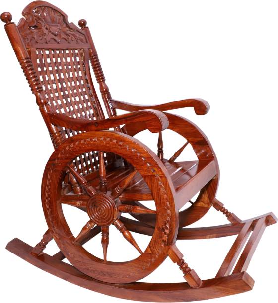Decorhand Rosewood (Sheesham) Wood Rocking Chair For Living Room / Garden - Rosewood Finishing for adults/Grand parents Solid Wood 1 Seater Rocking Chairs