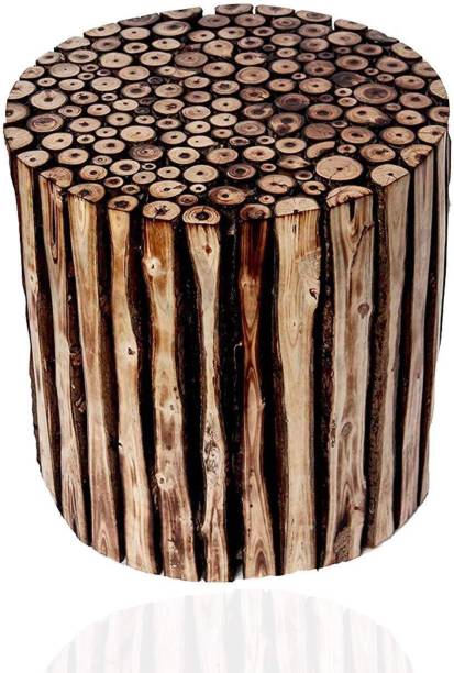 Smarts collection Wooden Round Shape Stool|Table|Bedside Table|Wooden Stool|Coffee Table for Living Room Furniture | Garden Stool | Outdoor Furniture | Pre-Assemble - 16 Inches Solid Wood End Table