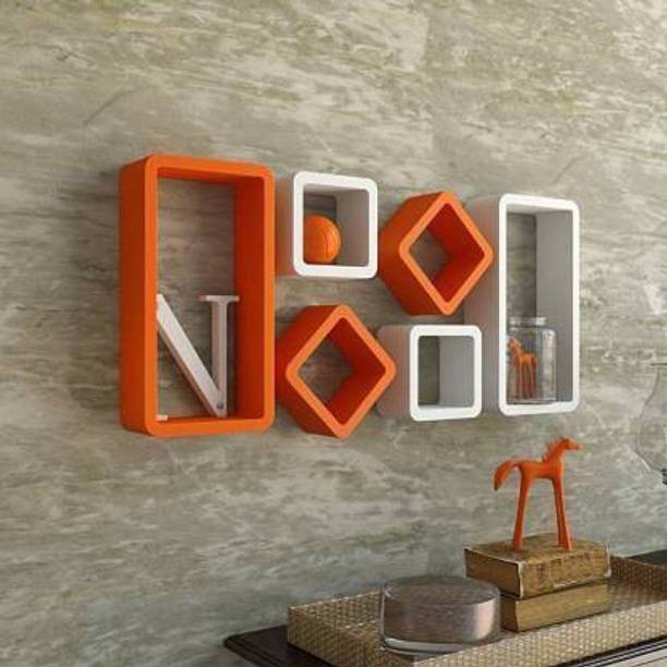 AN Craft Wall shelf cube shape shelves set of 6 MDF living room bed room MDF (Medium Density Fiber) Wall Shelf