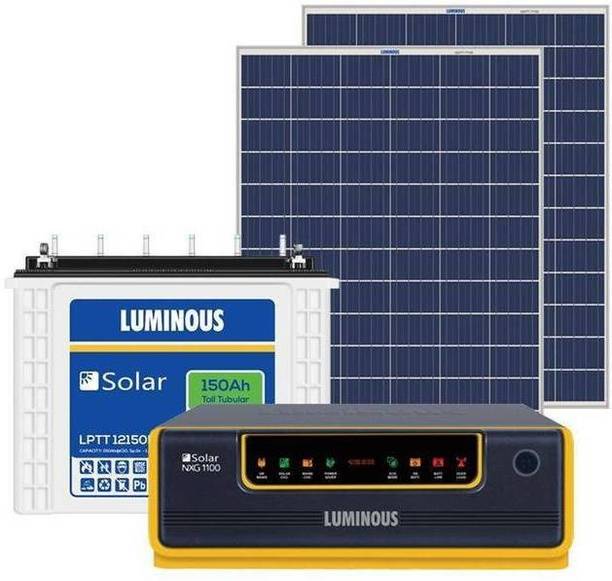 LUMINOUS 850 VA Luminous NXG1100 + LPTT12150H 150Ah 1No + 165Watts Solar Panel 2No (Poly) with 60 Months Warranty Solar Compatible Pure Sine Wave Inverter