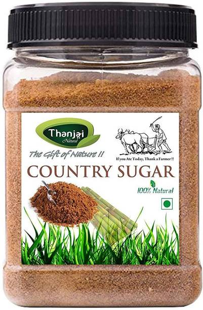 THANJAI NATURAL 1kg Jar Sugarcane Jaggery Powder / Country Sugar / Nattu Sakkarai - Organically Processed 100% Natural / Powder Jaggery