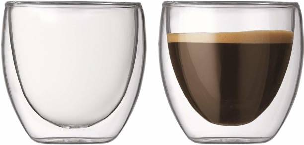 Baskety Glass Coffee or Teas, 100ml Pack of 2 i04 Glass Coffee Mug