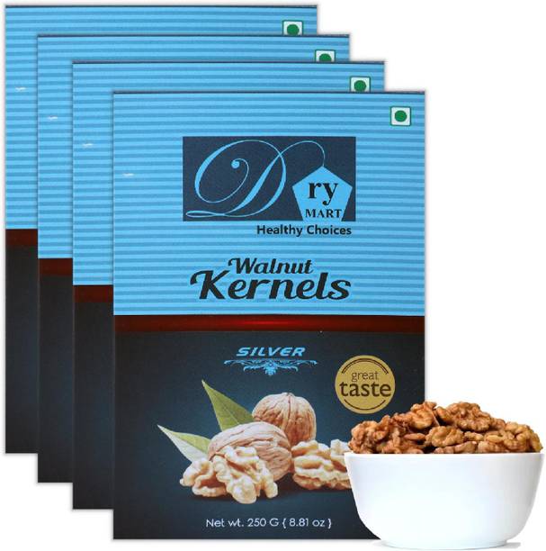 Dry.Mart Kashmiri 1 KG Premium Fresh Walnut Kernels/Walnuts without Shell/Akhrot Giri, Healthy & Delightful, Used for Snacking, Ingredient for Recipes, Cuisines & Desserts, Vaccum Pack (250 GM*4) Walnuts