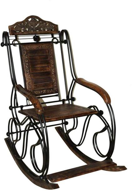 CraftKemp Wooden & Iron Rocking Chair for Garden || || Office || Gift Item || Garden Rocking Chair || Balcony Rocking Chair Solid Wood 1 Seater Rocking Chairs