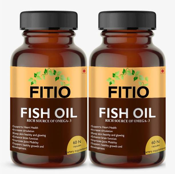 FITIO Omega-3 Fish Oil Triple Strength|High Strength DHA EPA Supplement (Pack Of 2)