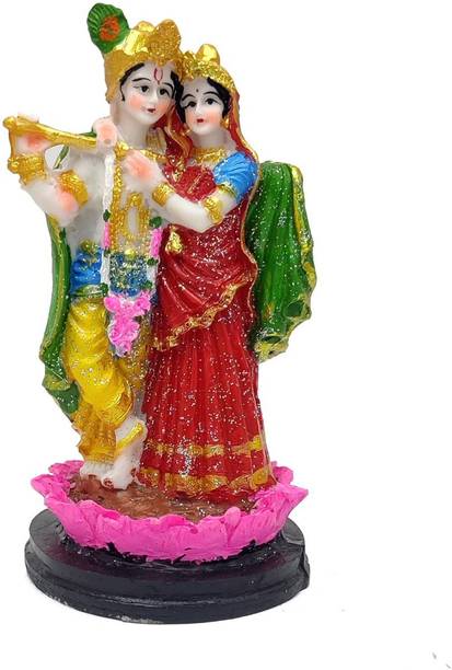 BHATIA Polyresin Divine Radha Krishna Statue For Home Decor Diwali/Other Purpose Showpiece Office Gift, Multicolor Decorative Showpiece Decorative Showpiece  -  18 cm