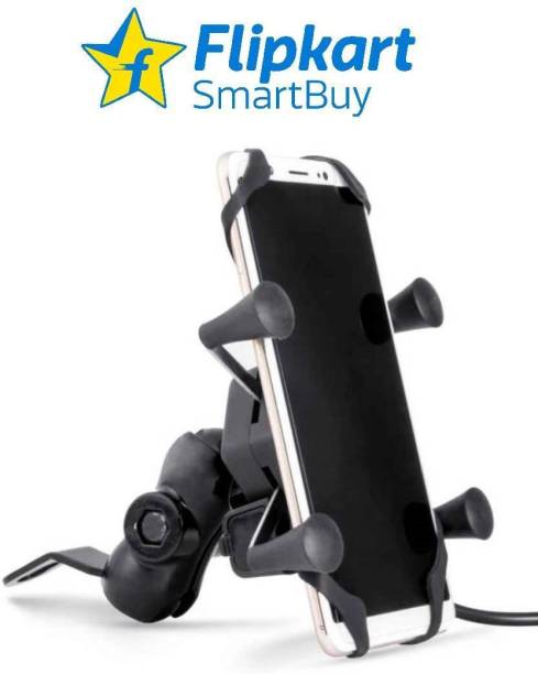 Flipkart SmartBuy Premium Universal X Grip Mobile Holder with 2Amp 5V USB Fast Charging Support Bike Mobile Holder