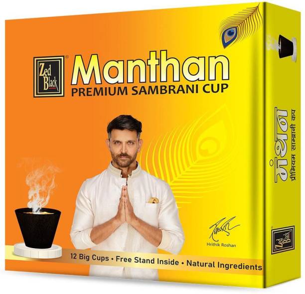 Zed Black Manthan Premium Sambrani-Cup-Box - Long Lasting Pleasing Aroma Cups for Everyday Use - Pack of 3 Sambrani