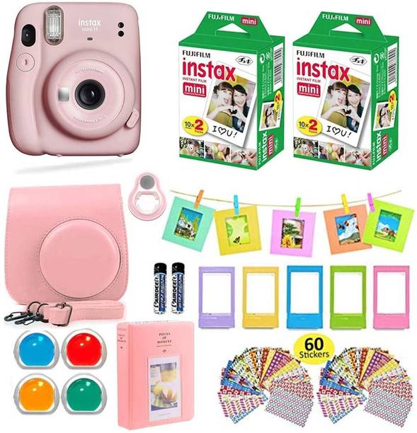 FUJIFILM Instax Mini 11 mini instax11 Pink with 10x6 instant film & Bundled accessories Instant Camera