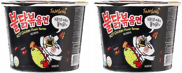 Samyang Big Bowl Stir Fried Hot Chicken Flavour Raman Cup Noodle, 105mg*2 Pack (Pack of 2) (Imported) Cup Noodles Non-vegetarian