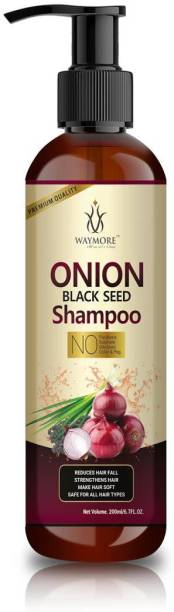 WAYMORE Onion Black Seed Shampoo 200 ml for Reduce Hair Fall , Hair Growth , Damage Repair , Anti-dandruff With No Parabens, Sulphates, Silicones, Color & Peg