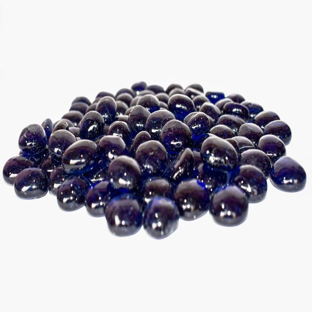 ERCOLE Decorative Glossy Shiny Polished Round Glass Pebbles For Vase Filler Plant Pots Home Table Decor Aquarium Fish Tanks Outdoor Garden Decoration (Dark Blue, 1Kg) Polished, Carved, Regular Round, Oval Fire Glass Pebbles