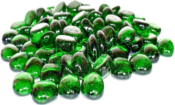 ERCOLE Decorative Glossy Shiny Polished Round Glass Pebbles For Vase Filler Plant Pots Home Table Decor Aquarium Fish Tanks Outdoor Garden Decoration (Green Blue, 1Kg) Polished, Carved, Regular Round, Oval Fire Glass Pebbles