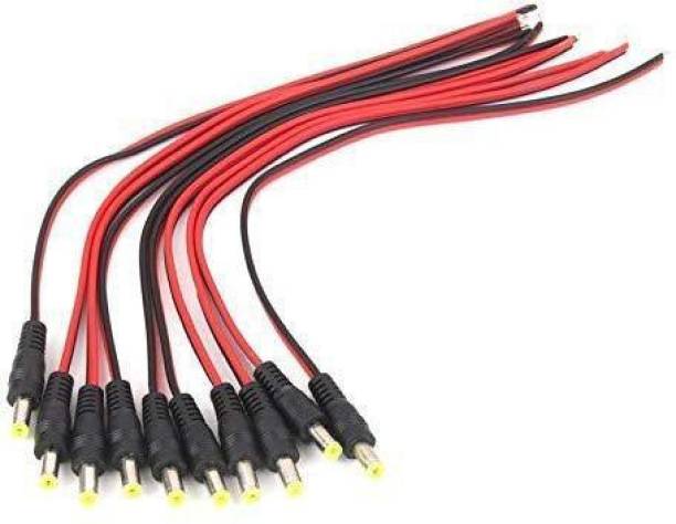 ATEKT Male DC Power Cables for CCTV Camera RED /BLACK (Pack-10) CCTV CAMERA CONNECTOR Wire Connector