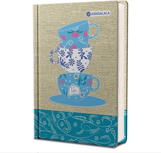Jhingalala Cups Of Tea Hard Bound Undated A5 Diary Notebook (20 X 14.5 CM, 80 GSM, 190 Ruled Perforated Pages) Diary for Writing, Gift for Friend, Personal Diary A5 Diary Ruled 190 Pages