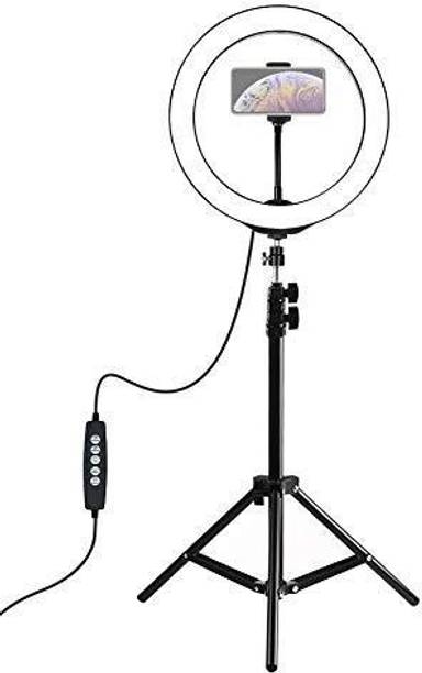 Webilla Foldable Tripod with Remote, Dimmable 3-Modes LED Ring Light with Tabletop Stand with Ball-Head for Making up, Tiktok Videos Tripod Ring Flash