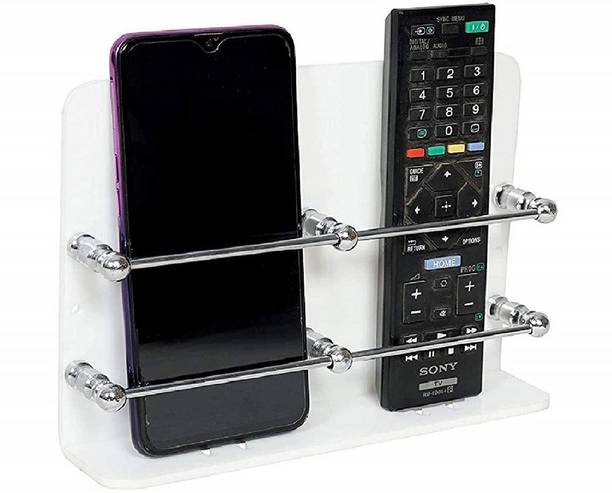 वर्थ White Acrylic Mobile Double Stand Mobile Stand Dual Phone Charging Holder TV AC Remote Stand for Home Office Bedroom Hotel Wall Multipurpose Mobile Stand Mobile Holder मोबाइल होल्डर