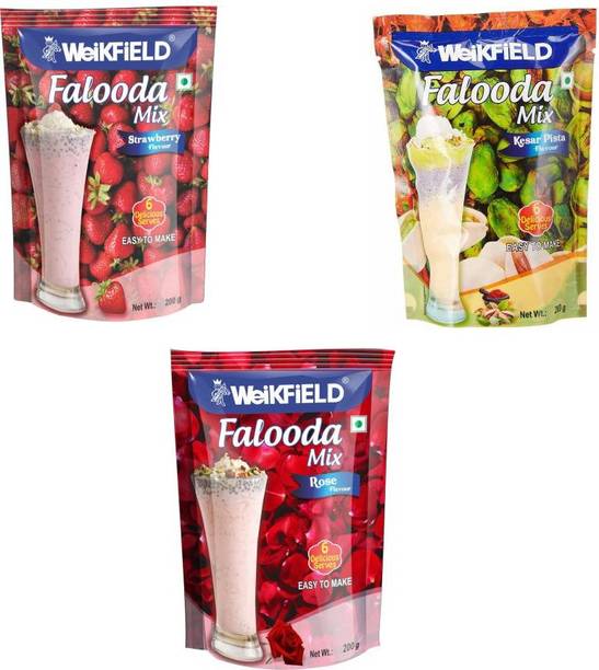 WeiKFiELD Falooda Mix COMBO of Strawberry , Kesar Pista , Rose 200 gm each 200 g