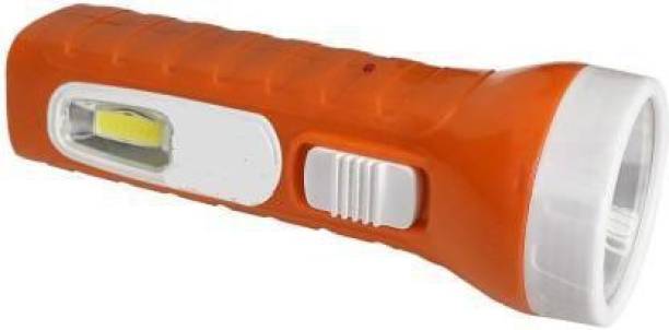 AKR Laser LED Torch With COB Light Rechargeable Emergency Torch (ORANGE , White : Rechargeable) Torch